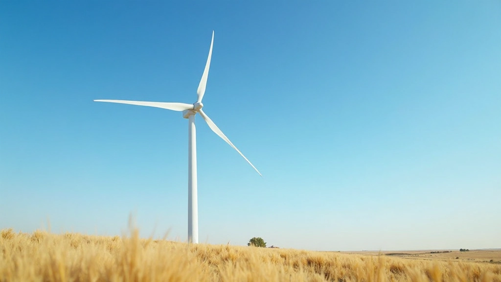 Профессиональное фото ветряной турбины на ветровой электростанции в степной местности Казахстана